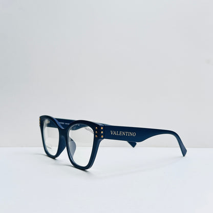 Valentino Cat-Eye Navy Blue Glasses with Stonework