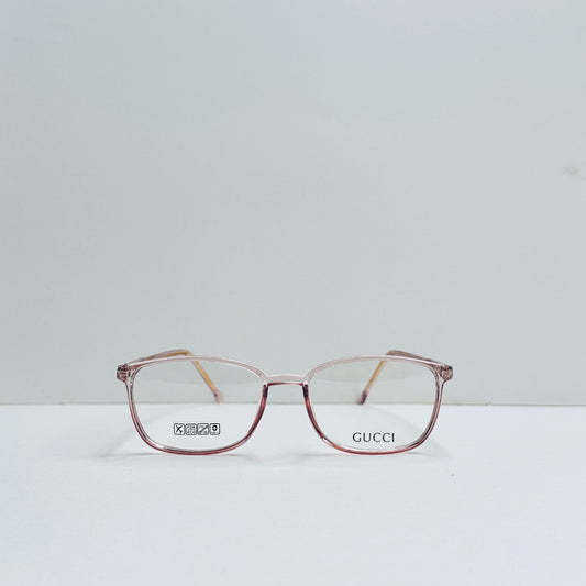 Gucci Oval Pink Transparent Glasses with Golden Temples