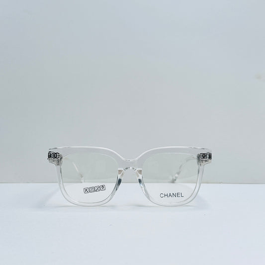 Chanel White Transparent Glasses with Stone-Crafted Temples