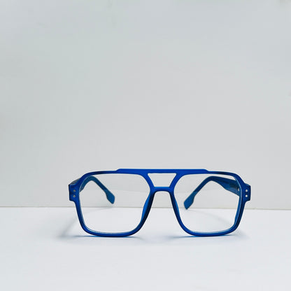 TomHardee Double Bridge Mad Blue Rectangular Glasses