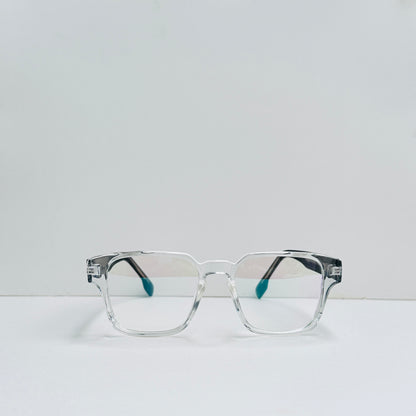 TomHardee Square White Transparent Glasses with Black Temples