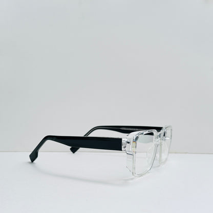 TomHardee Square White Transparent Glasses with Black Temples