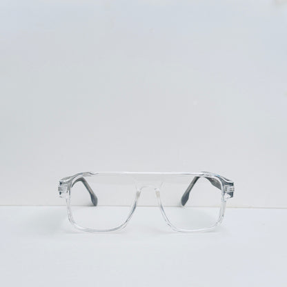 TomHardee Rectangular White Transparent Glasses with Black Stick