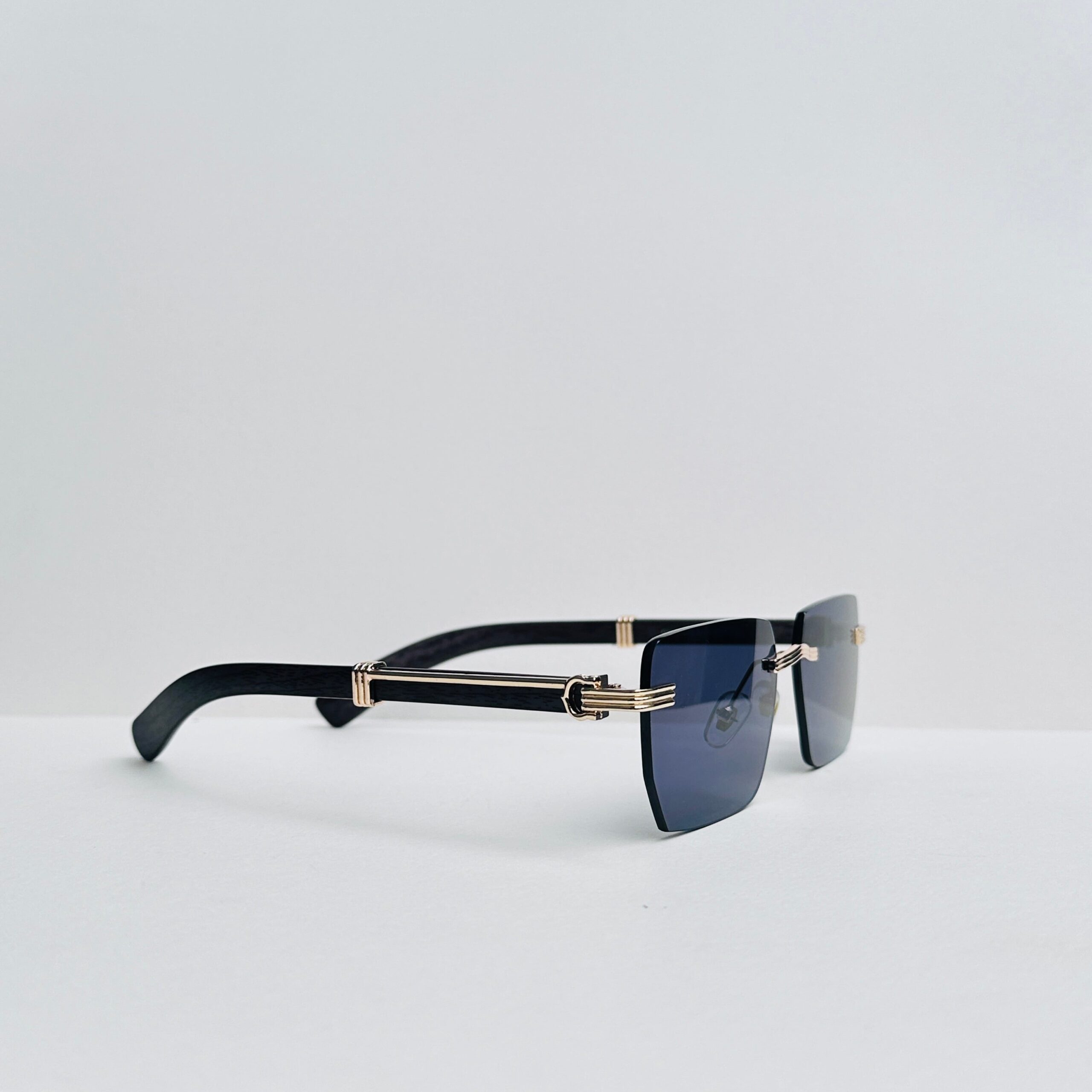 TomHardee Rimless Sunglasses with Craftwood - Image 2