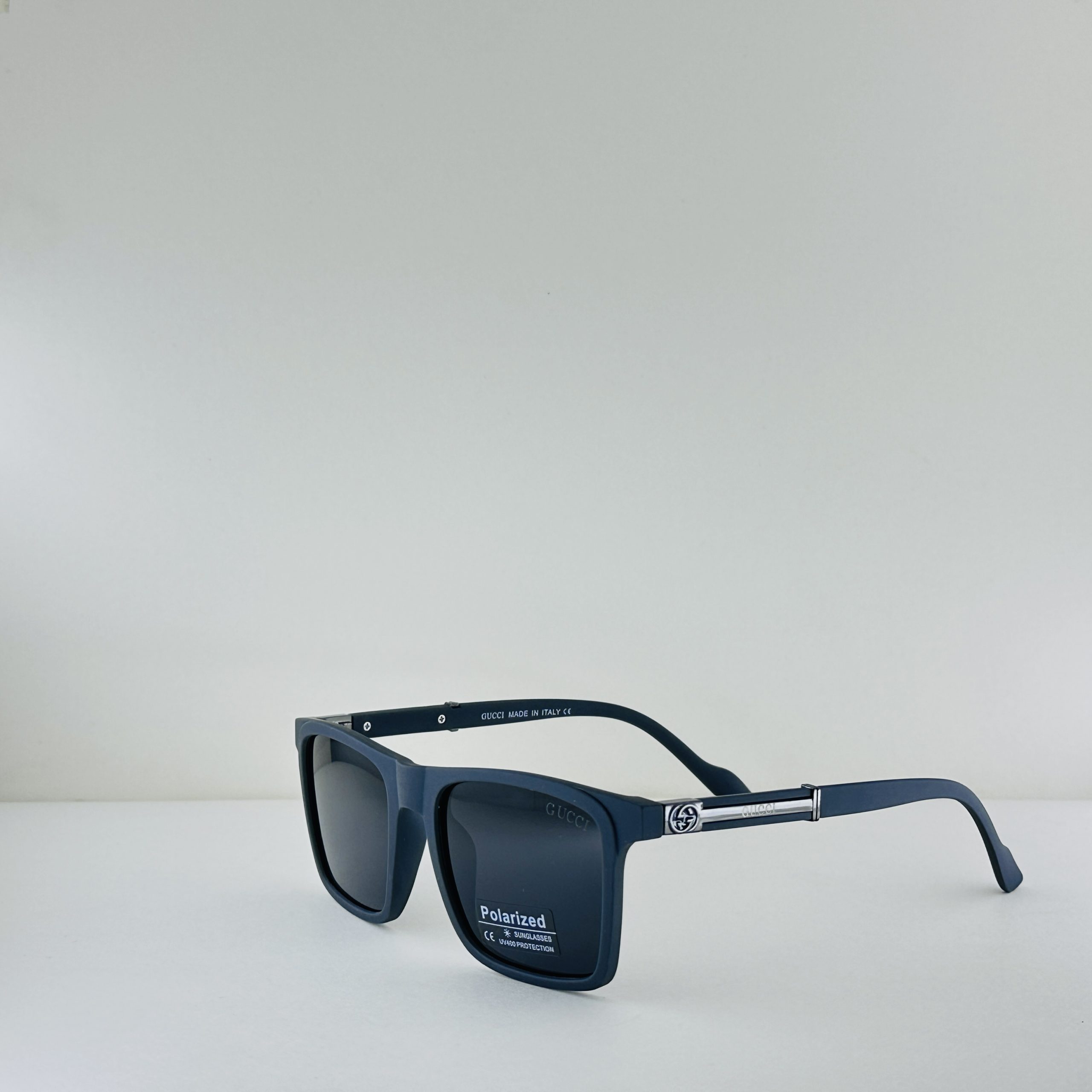 Gucci Heritage Square – Matte Navy & Silver Polarized Sunglasses - Image 2