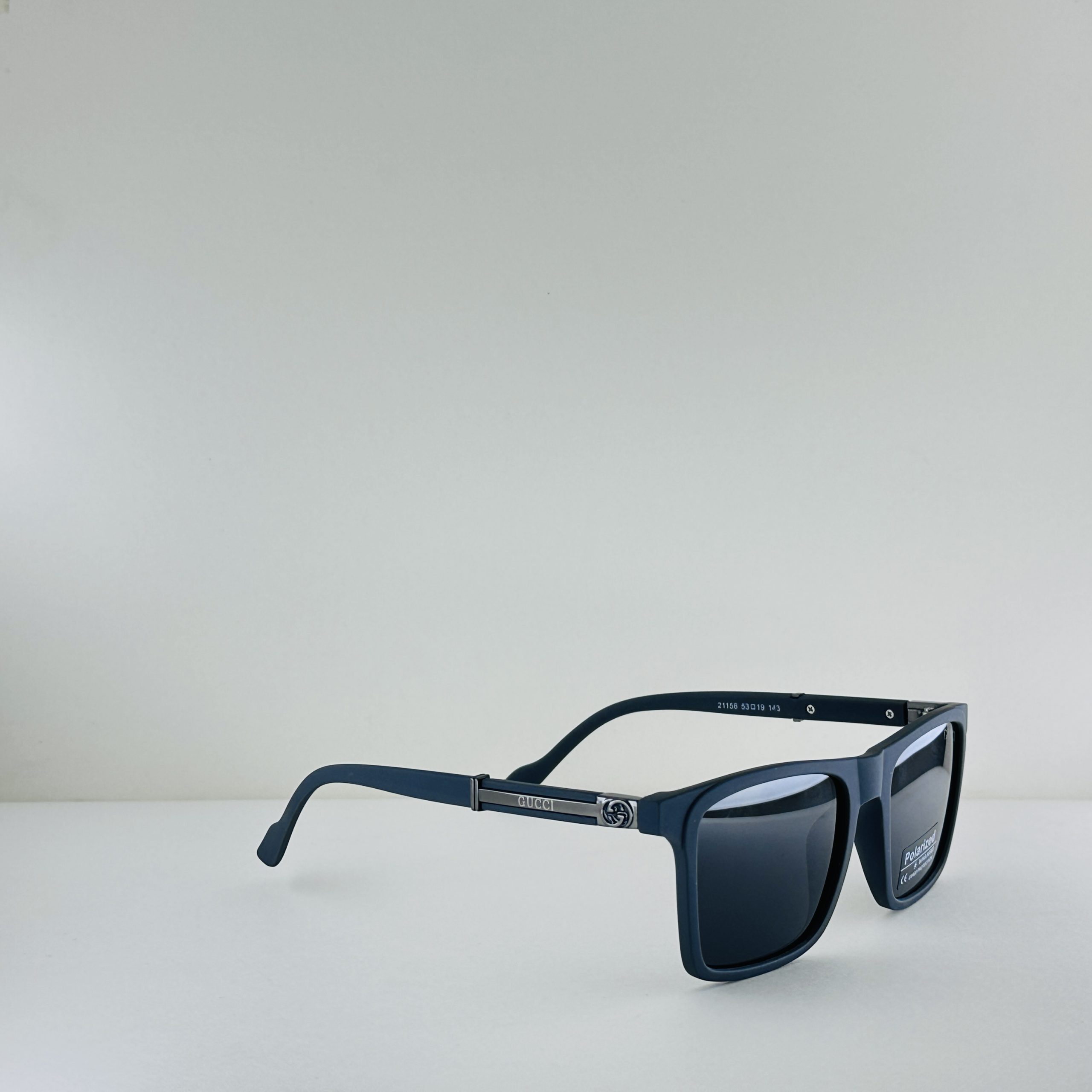 Gucci Heritage Square – Matte Navy & Silver Polarized Sunglasses - Image 3