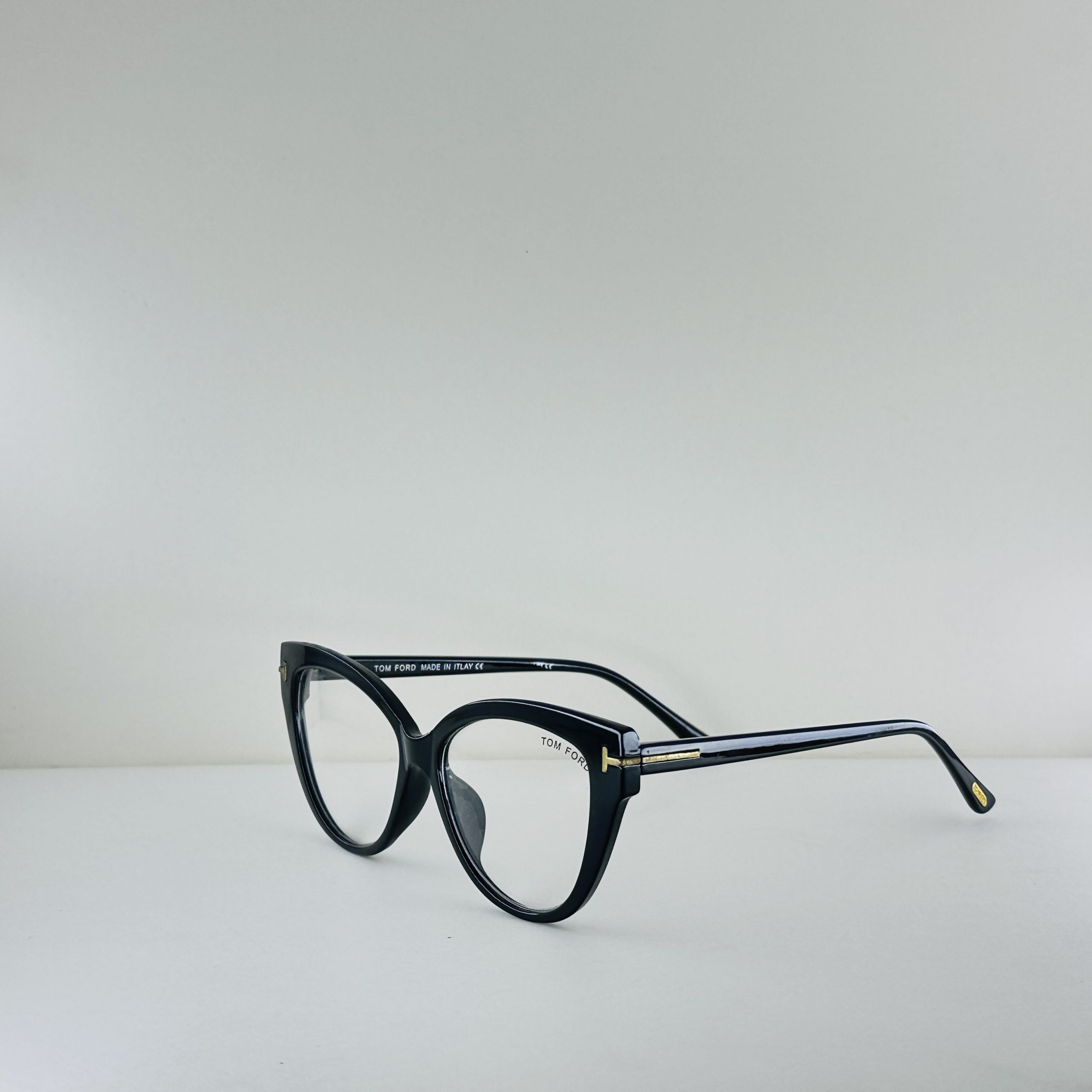 Tom Ford Blue Block Cat-Eye Glasses – Polished Black - Image 2