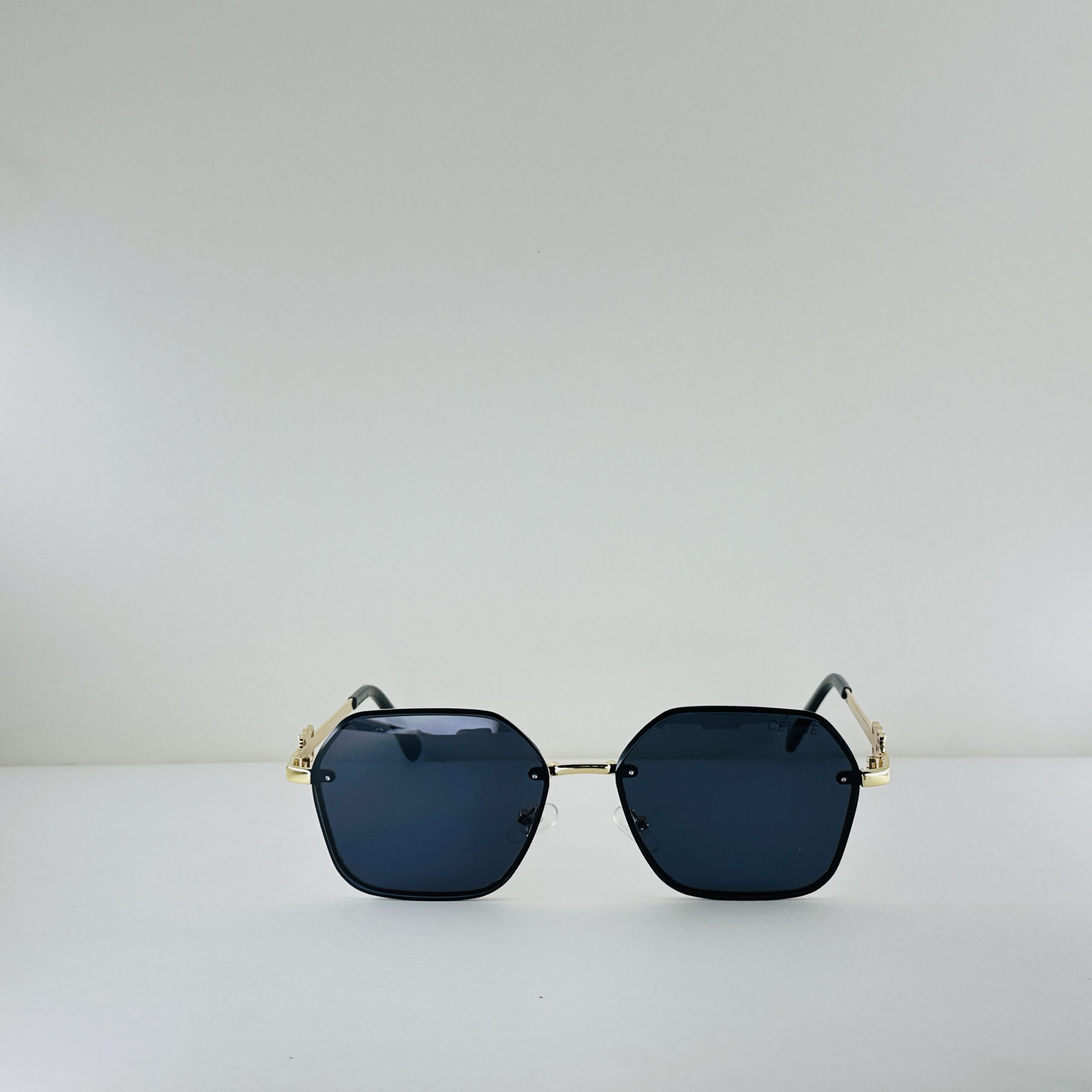 Celine Paris Triomphe – Hexagonal Gold & Noir Oversized Sunglasses